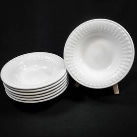 Tt012 Totally Today White Salad Bowls Set Of 7 Soup Embossed Modern Design