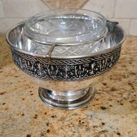 Towle 044228167763 Silverplate Caviar Bowl With Glass Liner Or Shrimp Cocktail Chiller