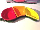 Tray Bowls National Imports New Glazed Ceramic Red Chili Pepper Shaped 3 Section Bowl Dish 4 Piece 850667003681