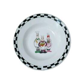 Trs13 Trisa Set Of 8 Stoneware Three Chefs Black And White Checkered Rim Soup Bowl