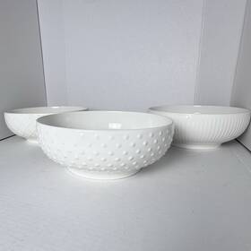 Trudeau 063562694483 3 Piece Porcelain Serving Bowl Set - 9.2 In Diameter White
