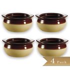 Truecraftware Set Of 4 10 Ounce Ceramic Bowls Soup Crock With Flat And Double-eared Ri 751354098587