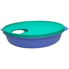 3284 Tupperware 3 Compartment Microwavable Dish #3284 - Blue Green