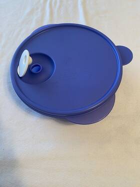2649 Tupperware 3859 Vintage Blue Microwavable Vented Divided Bowl #3859 Seal #2649