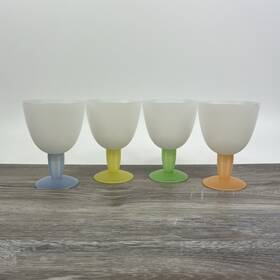 4094a-4 Tupperware Parfait Dessert Cups Frosted Top Pastel Impressions Set Of 4