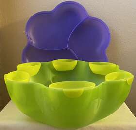 4624a-1 Tupperware Green Purple Chip Dip Bowl Lid