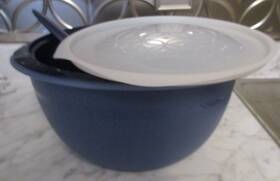 4995a Tupperware 5 Pc. Oval Insulated Server Bowls With Lids And Spoon - 4.3l