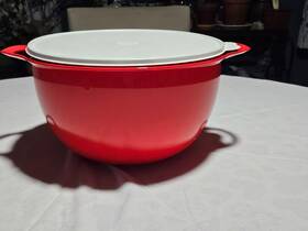 5377a-1 Tupperware Large Bowl With White Lid 42c 10l Red