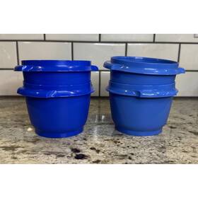 886-30 Tupperware 600ml Bowls Set Of 4 Blue 2.5 Cup Stackable Plastic No Lids Q2.a