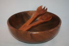 Unbranded Acacia Wood Bowl Round Salad Serving Set Matches Spoon 041310672358