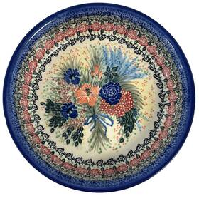 3150 Unikat T Liana Polish Pottery #3150 10.25 Inch Round Serving Bowl Floral Boleslaweic