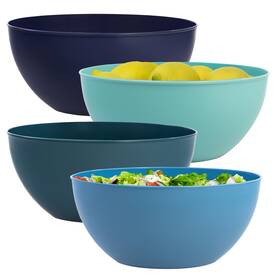 Us Acrylic 080844092331 Vista Durable Plastic Salad And Serving 10-inch Bowls Set Of 4 In Coastal C