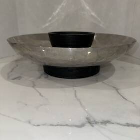 5473620015 Vera Wang Wedgwood By Elements Stainless And Wood 13-inch Chip Dip Set