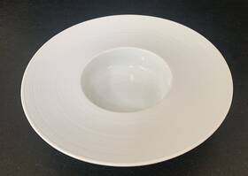 Ra-26 Vertex China Radiance Collection Deep Soup/maxxi Rim Bowl With Embossed Lines