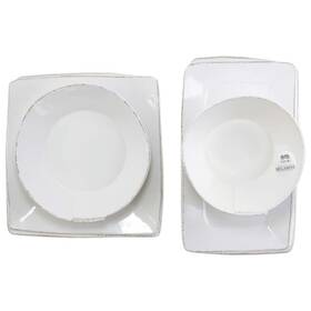 Vietri 663698420446 Melamine Lastra White 4-piece Serveware Set Unbreakable Dinnerware Serving