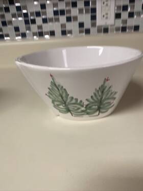 Lah-2602 Vietri Lastra Holiday Serving Bowl Lah Christmas Trees 8 Inch