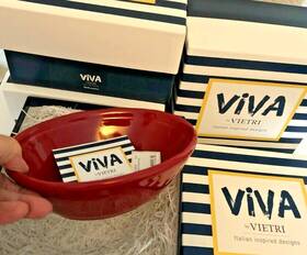 Vfrs-2607r Vietri Nib Red Fresh Viva Italy Oval Bowl Pottery Salad Cereal Soup 6.5 Inch