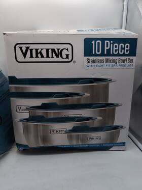 Viking 840595109630 10 Piece Stainless Steel Mixing Bowl Set In Teal