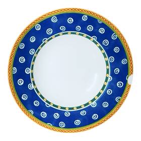 12142700 Villeroy & Boch Vtg And Germany Twist Clea Blue Yellow 9 1/2 Inch Large Rim Soup Bowl