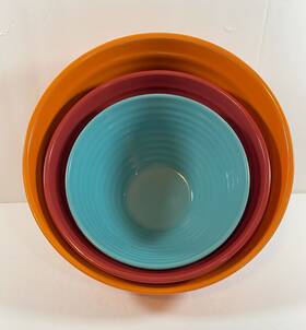 Blz-13651 Wal-mart Stores Inc. Pioneer Woman Flea Market 3-piece Ceramic Tableware Bowl Set Microwave Safe