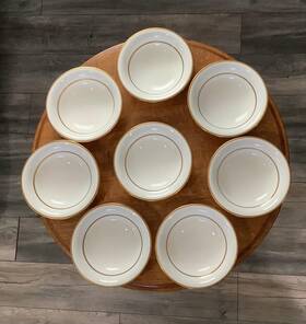 X7000 Wedgwood Gold Rimmed Bone China Soup Bowls - Set Of 8