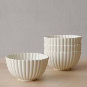 Ws2404014-cr Wenshuo Flower-shaped Daisy Bowl Set 5.5-inch 17oz Matte Cr Me - Pack Of 4 C
