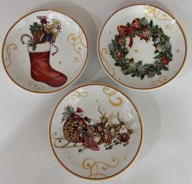 05594831 Williams-sonoma Twas The Night 5.5 Inch Dip Bowl Set Of 3 Christmas Santa Reindeer