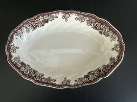 4545059 Williams-sonoma Plymouth Wedgwood Brown Oval Vegetable Serving Bowl 9 3/4 Inch Euc