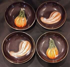 9913727 Williams Sonoma Set Of 4 Harvest Pumpkin Gourd Thanksgiving Dip Bowls