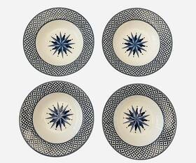 9026 Williamsburg Victoria And Beale Blue Starburst 4pc Porcelain Rimmed Soup Bowl
