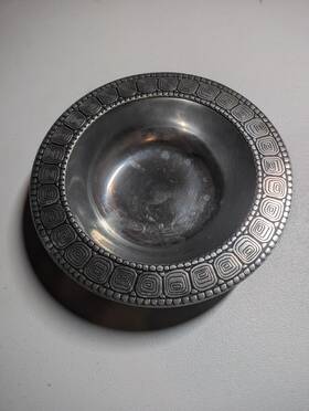 729836034 Wilton Armetale Tortoise Round Serving Bowl Small Silver Metal Geometric Usa