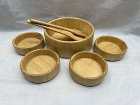 1607 Winsome Wood Vintage Salad Bowl Set 7 Pcs Natural Hardwood Blond Finish