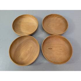 Rb26-n Woodburys Woodware Vintage Hand Turned Vermont Wood Salad Bowls Set Of 4