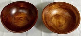 Wooden 026914293000 2 Cherry Wavy Rim Fruit Salad Bowls 7.5 X 3 Inch Oval Serving Vietnam