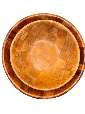 Wooden 785m Set Of 2 Weaved Bowls 12 Inch X 3 And 10 Salads. Fruit Decoration