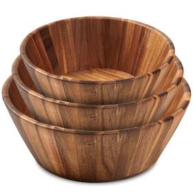 Woodenhouse Lifelong Quality 842167115223 Wooden Bowls Salad Bowl Set Of 3 - Round Design Large