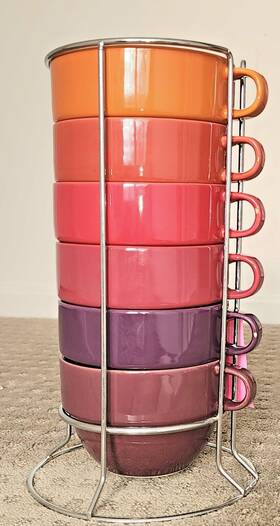 0922-nmb-004 World Market Stacked Bowl Set-ceramic 16 Oz Ombre Color 3.5 H X 2.875 4.875