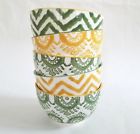 World Market Painterly Green Yellow Chevron And Geo Pattern Bowls