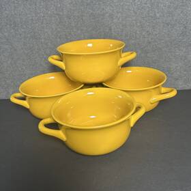 Worldwide Home Products 639504916922 Set Of 4 Product Fireside Stoneware Soup Bowls With Handles Yellow