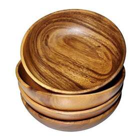 Wrightmart 809016079033 Wood Bowl Set Of 4 Bowls For Food Salads Pasta Cereals Nachos Chips Trail And Nu