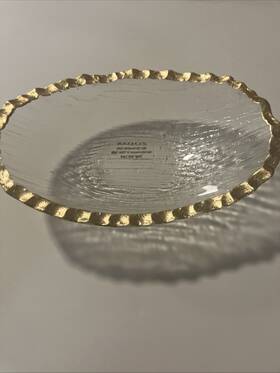 Zodax 721794281153 Clear Small Bowl With Jagged Gold Rim