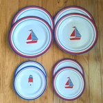 Dei Dennis East Intl 4 Dinner 11" & Salad 8" Melamine Plates Boat Lighthouse. Fixed Price $57.99.