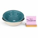 Dover & York DYO1 Circles Rings Swirl Aqua Stoneware Cereal Soup Bowls Set Of 2. Fixed Price $18.69.