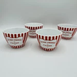 Robert Gordon Australia Red & White Stripe Porcelain Carnival Popcorn Candy Cups. Fixed Price $10.00.