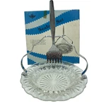 Vtg Sheffield # 209C 3 Piece Seafood Set Glass Dish Chrome Handle & Fork New Os. Fixed Price $14.95.
