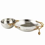 Leeber 70041 11.25 X 6.25 In. Golden Vine Hammered Chip & Dip. Fixed Price $44.22.