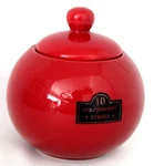 10 Strawberry Street Red Ceramic Round Sugar Bowl With Lid - Excellent Condition. Fixed Price $15.95.