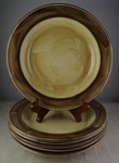 Six Steelite Brown/gray Brushstroke Rim & Body 8 1/2" Soup Bowls. Fixed Price $26.78.