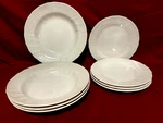 Mikasa D4900 Renaissance White 8 Piece Set Of Each Soup Bowls & Salad Plates. Fixed Price $64.95.