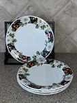 X4 Gibson Magnolia Twilight Dinner Plates Black Multi Floral Replacement. Fixed Price $19.00.
